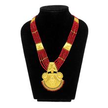 Gold Plated Red Crystal Beaded Mangalsutra Necklace For Women