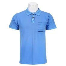 Sky Blue Polo Neck Cotton T-Shirt For Men