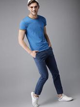 Men Blue Slim Fit Solid Chinos