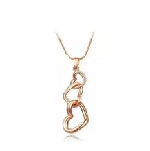 ROXI Three Hearts Be Linked Together Necklace- Rose Gold