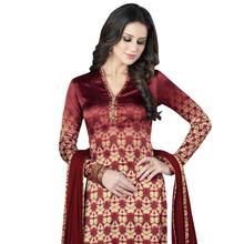Stylee Lifestyle Maroon Satin Printed Dress Material (1364)