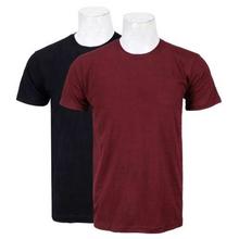 Pack Of Two Solid T-Shirt For Men-(Black/Maroon)