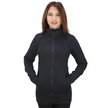 Black Zippered Inner Fleece Jacket For Women (WJK4019)