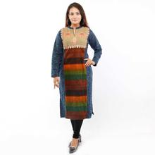 Multi-color Laced Woolen Kurti For Women - Kundan