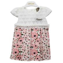 Black Cat Pink/White Floral Printed Dress For Girls - 17001219