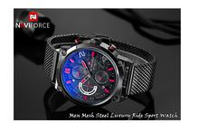 NaviForce Red/Black Chronograph Watch with Mesh Stainless Strap (NF9068)