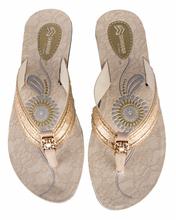 Shikhar Women's Stone Slip Yellow Sandal With Golden Strap