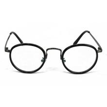 Black Metal Oval Frame Eye Glasses For Women