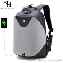 School backpack 15.6 laptop backpacks  Waterproof mochila Casual Business Travel Lock Anti theft Backpack  Bag (Grey)