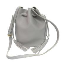 Grey Plain Tassel Design Pouch Sling Bag For Women