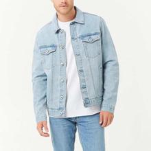 Light Blue Solid Denim Jacket For Men By Nepster