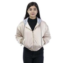 Polyester Mixed Solid Hooded Jacket For Women