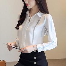 2018 New autumn  women shirts striped chiffon  long