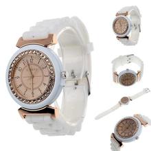 FashionieStore Ladies wristwatch Classic Rhinestone Geneva Rubber Watch Strap Bracelet Women Wrist Quartz WH