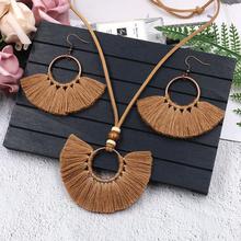 New Arrival Colorful Tassels Jewelry Set Handmade Weave