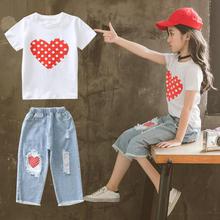 Short-sleeved two-piece suit_Girls' summer suit new casual