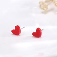 Sterling silver earrings _ wanying jewelry small red heart