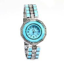 Supa Analog Blue Dial Watch For Women- Silver