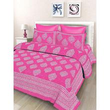 SheetKart Floral 144 TC Cotton Double Bedsheet with 2 Pillow