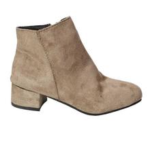 Khaki Suede Block Heel Ankle Boots For Women