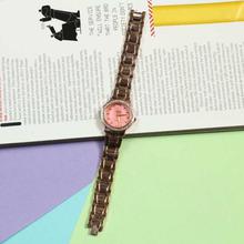 Pink Dial Gold Strap Analog Watch For Women