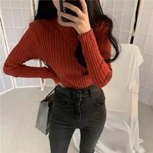 Korean Chic O Neck Pullover Knitted Bottom Sweater Slim