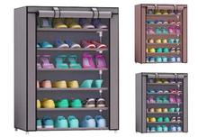 Portable Folding And Covering Metal Stand 6 Layer Shoe Rack(Random Color)