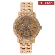 9743WM01 Gold Dial Chronograph Watch For Women- Rose Gold