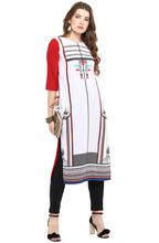 Women Geometric Printed Straight Kurtis – White