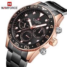 NaviForce NF9147 Day Date Function Business Chronograph Watch – Blue/RoseGold