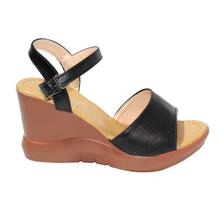 Brown Laser Cut Ankle Strap Wedge Heel Shoes For Women