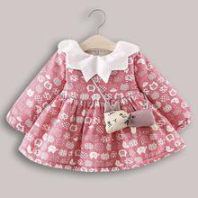 Pink Cats Printed Dress For Girls (HF-883)