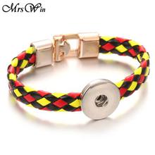 Hot Sale Snap Button Bracelet Bangle Snap Leather Bracelet Retro Handmade Braided Leather Bracelet fit 18MM Snap buttons jewelry