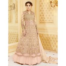 Stylee Lifestyle Embellished Jardoshi Work With Multiple Jari & Crystal Pink Semi Stitched Salwar Suit for Party and Wedding