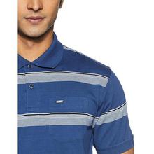 Peter England Men's Striped Regular Fit Synthetic Polo