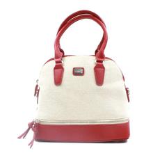 David Jones Red/Beige Two Toned Zippered Handbag For Women