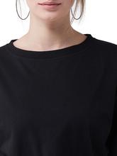 One Step Up Patched Oversized Crop Top Black  For Women