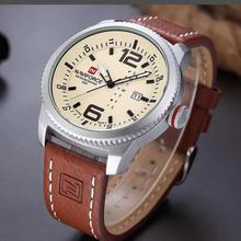 Naviforce 9063 Quartz Watch Men Date Casual Military Sports Watches Leather Wrist Watch Men Relogio Masculino