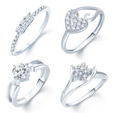 Sukkhi Incredible Rhodium Plated Set Of 4 Cz Ring Combo for Women