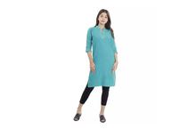 White Lacey Mandarin Neck Kurti Top For Women