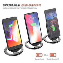 Wireless Charging Stand AKwor 2 Coils Qi Certified Fast Wireless Charger 10W (Black)