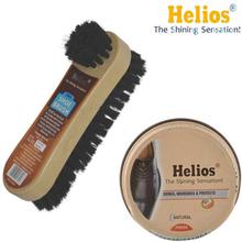 Helios Natural Wax Shoe Polish And Twin Shoe Brush Combo Pack