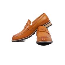 Pointy Toed Elasticated Gusset Slip On Formal Shoes For Men- Tan Brown