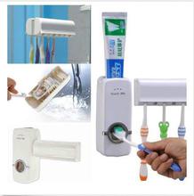 Automatic Toothpaste Dispenser + 5 Toothbrush Holder Set Wall Mount Stand