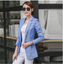 Sky Blue Casual Linen Blazer For Women