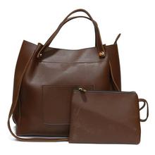 Chocolate Brown Front Pocket 2 in 1 Tote Bag For Women