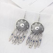 Silver/Blue Toned Tassel Feather Earrings For Womens