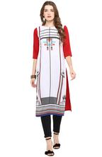 Women Geometric Printed Straight Kurtis – White