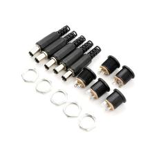 10 pcs 12V 3A Plastic Male Plugs + Female Socket Panel Mount Jack DC