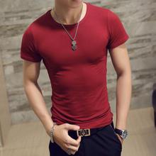 Summer Men's Solid T-shirt Cotton O-neck Short Sleeved T